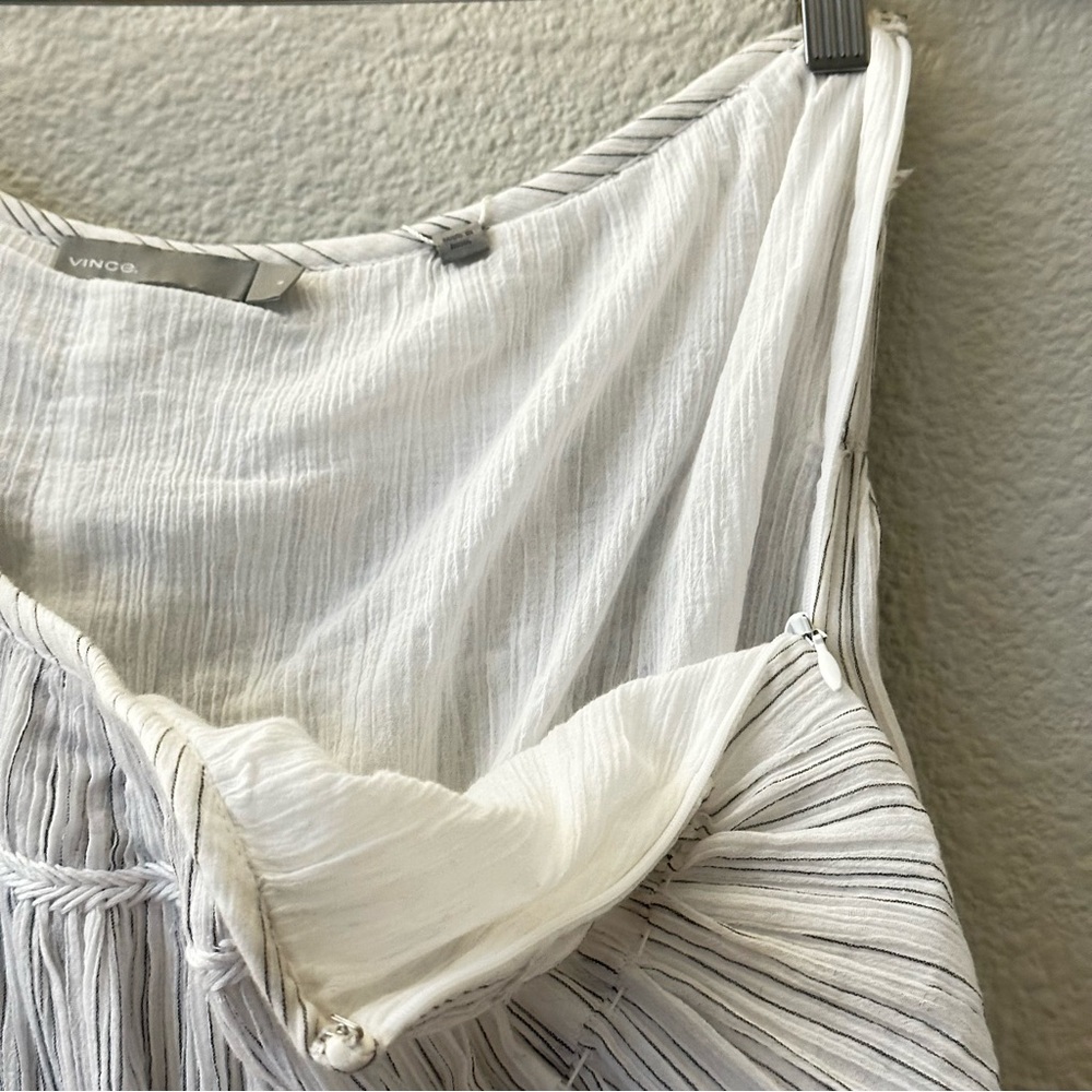 Vince. white striped Pleated 100% Cotton Skirt Sz 8 - Picture 12 of 15